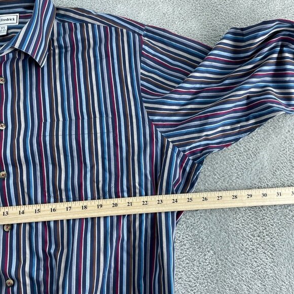 Paul Fredrick Mens Non-Iron Striped Button-Up Shirt 17.5 32-33 100% Cotton 0196 - Picture 5 of 7